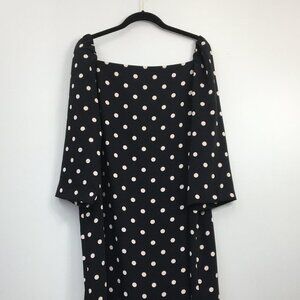 Ann Taylor Black and White Polka Dot Long Sleeve Square Neckline Dress Size 18T